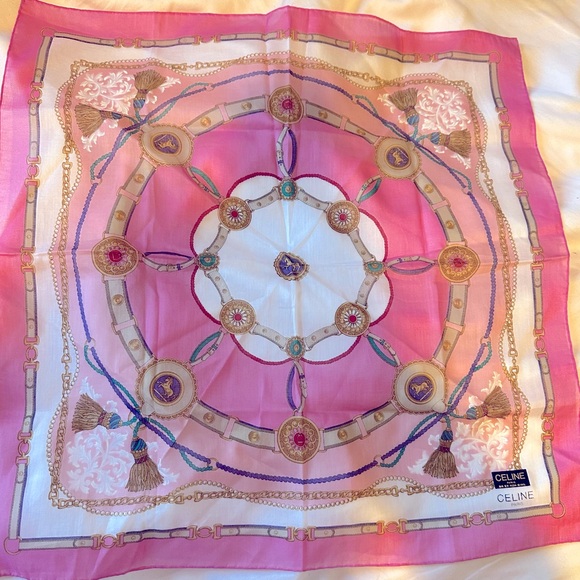 EUC  Celine 100% Cotton square scarf - Picture 1 of 2